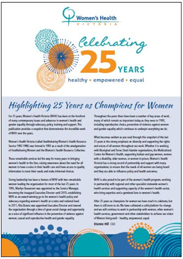 Highlighting 25 years as champions for women cover image