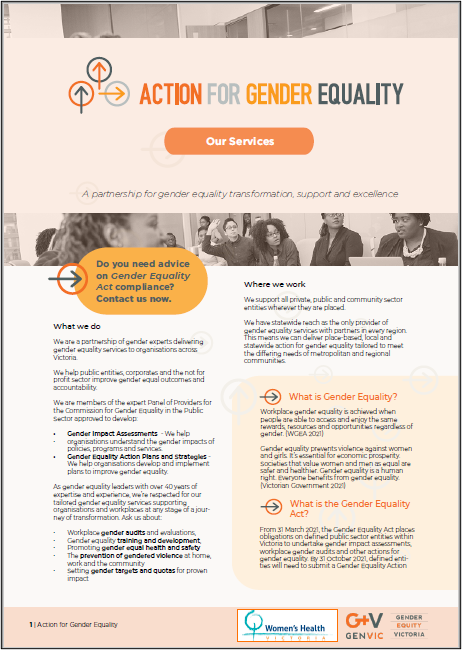 Action for gender equality: Our services brochure image