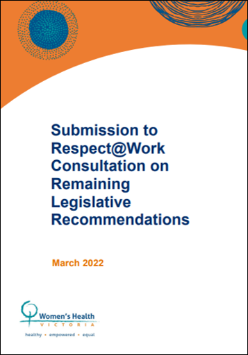 Cover of WHV submission to Respect At Work consultation response