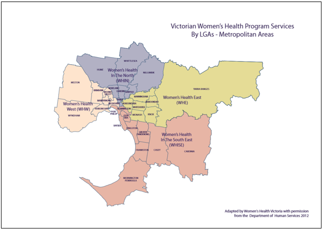 Victorian Women's Health Program services by LGA: metropolitan areas map thumbnail