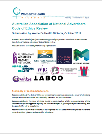 Australian Association of National Advertisers Code of ethics review submission cover image