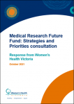 Front cover of WHV submission to the MRFF consultation