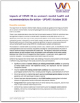 Front cover of Women's Mental Health Alliance paper on Impacts of COVID 19 on women's mental health