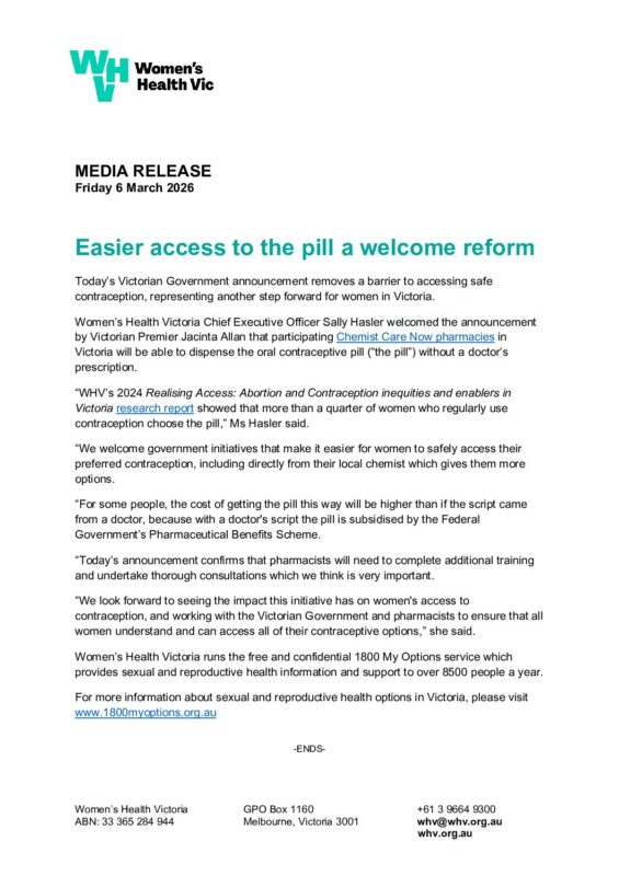 Easier access to the pill a welcome reform