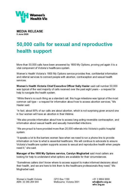 50,000 calls for sexual and reproductive health support